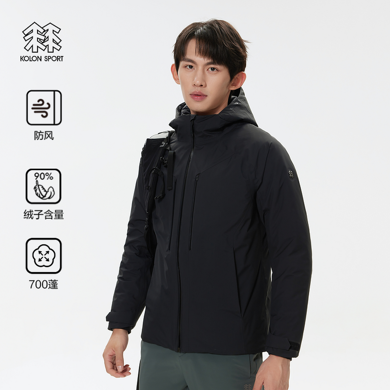 KOLON SPORT可隆男士3L轻量保暖羽绒夹克冬防风防泼水透湿羽绒服
