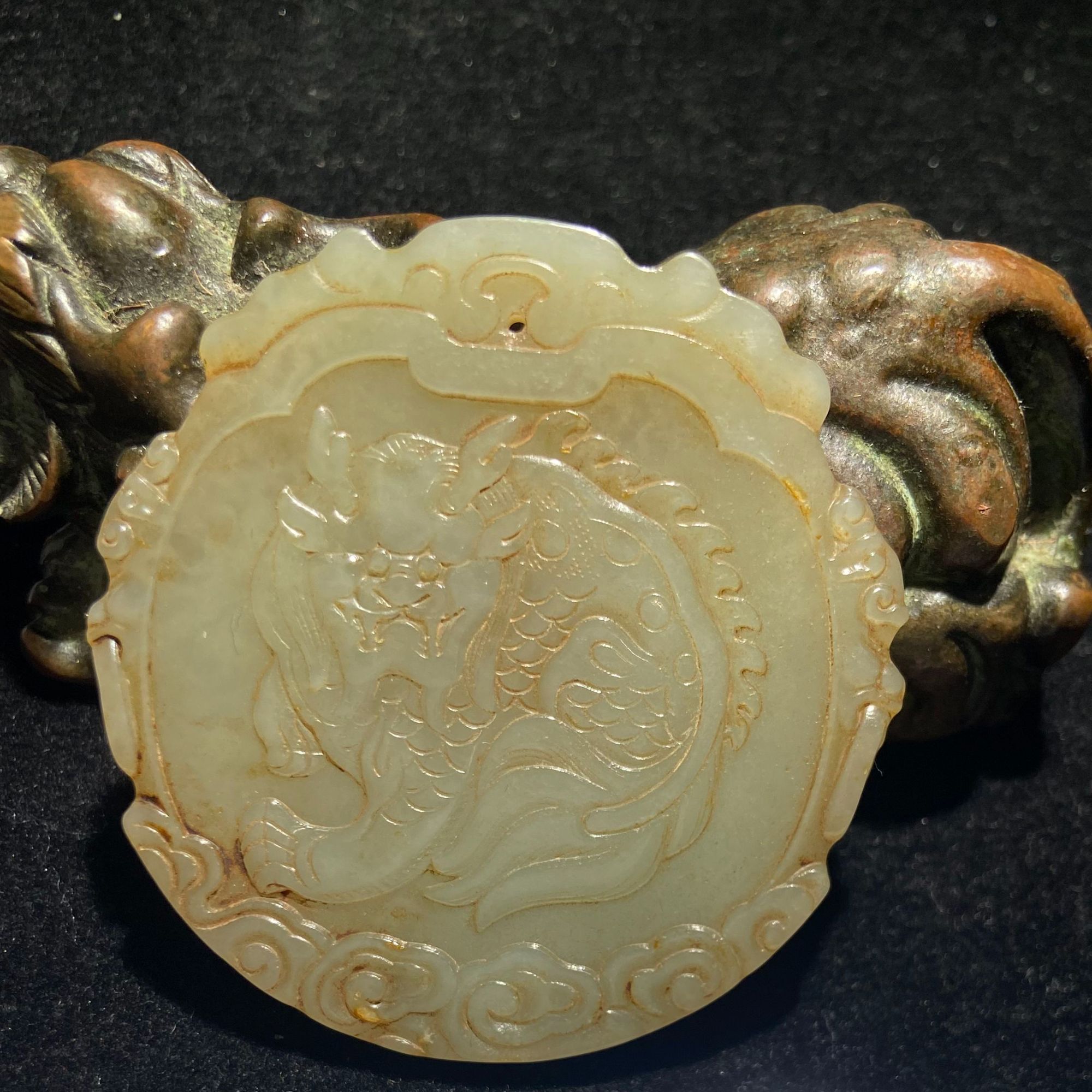 【清代】和田玉挂件麒麟送瑞福寿题材大展北京文物商店609487