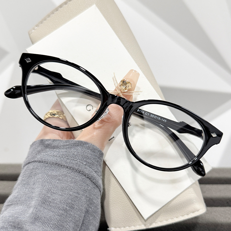 西太后同款玳瑁色眼镜框女中古复古风书呆子椭圆微猫眼素颜眼镜架