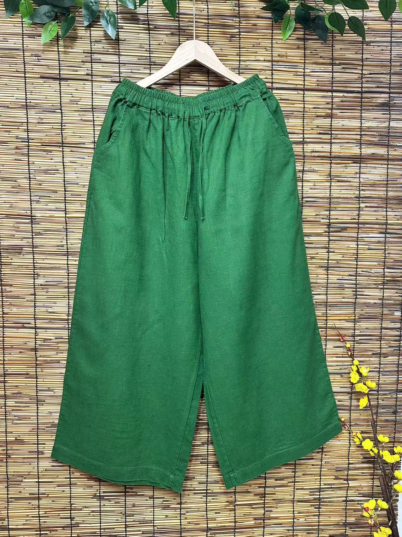 【胭脂】亚麻直筒裤宽松遮肉显瘦时尚休闲百搭版型超好