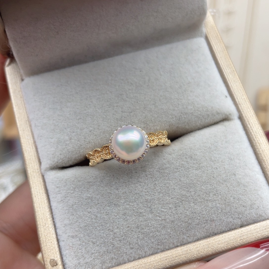 戒指银S925镶嵌海水珍珠A48