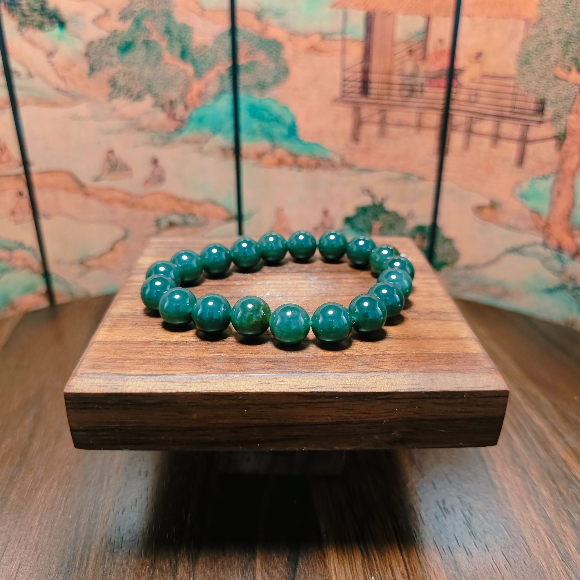 M和田玉圆珠手串（卡10）0228