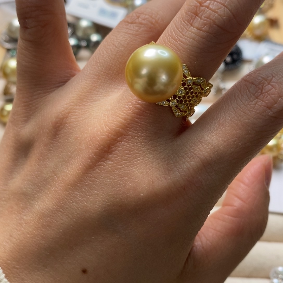 海水珍珠戒圈银S925镶嵌