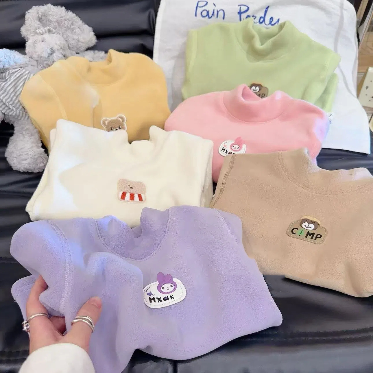 【加绒无骨】儿童秋冬款加绒加厚奥粒绒长袖半高领男女童打底衫