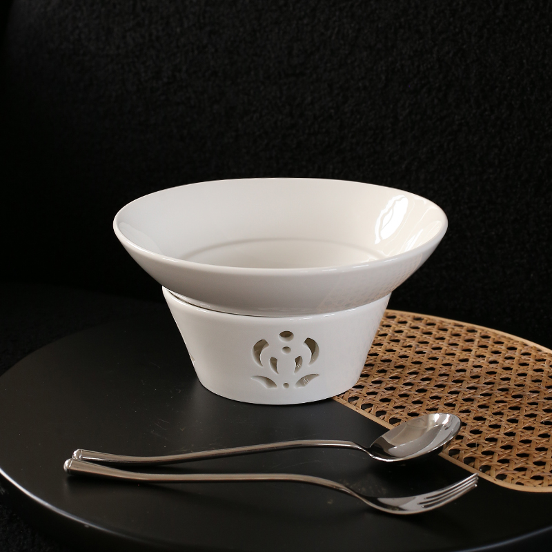 1150ml 23cm 9寸玫瑰花明炉 高颜值酒店餐具茄子煲干锅炉简约陶瓷