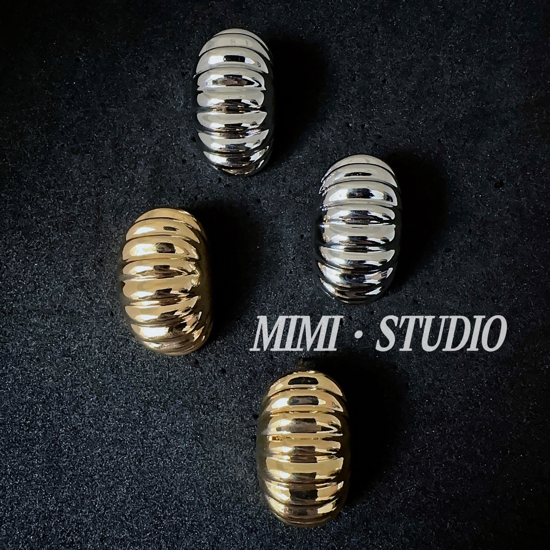 铜合金耳饰 海莉同款 扇贝条纹欧美大气耳钉