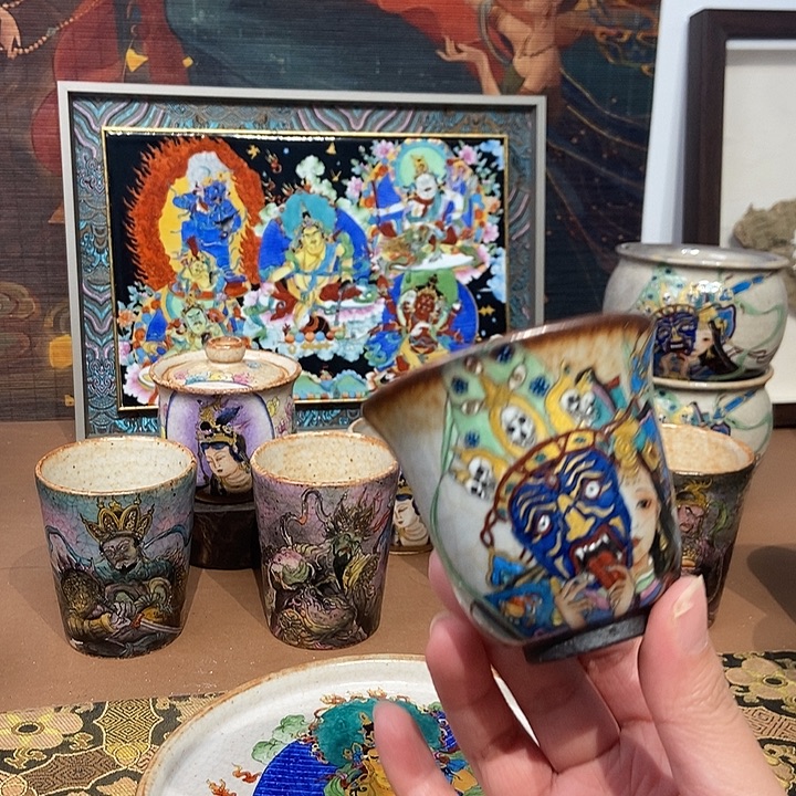 手工手绘扎基拉姆茶杯
