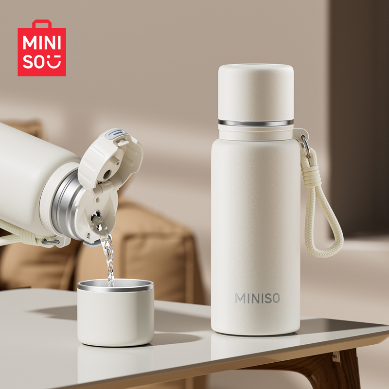  名创优品大容量保温杯男女生高颜值泡茶杯子学生316便携吸管水杯