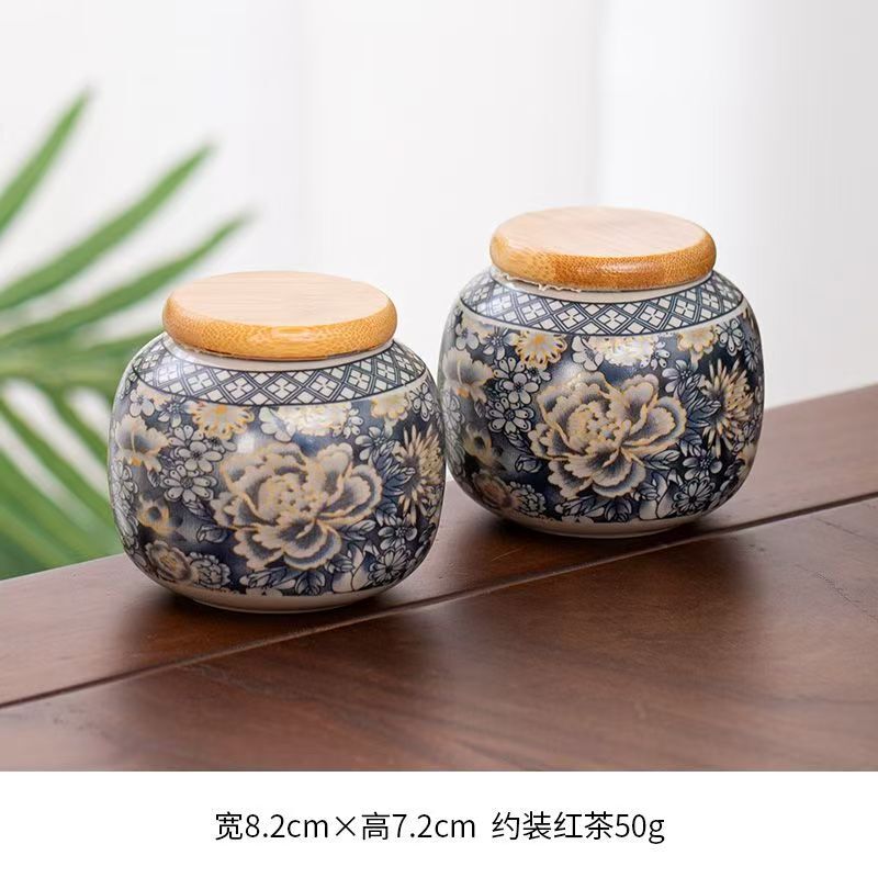 （买一送一）满彩珐琅彩缠枝莲万花茶叶罐wh2363