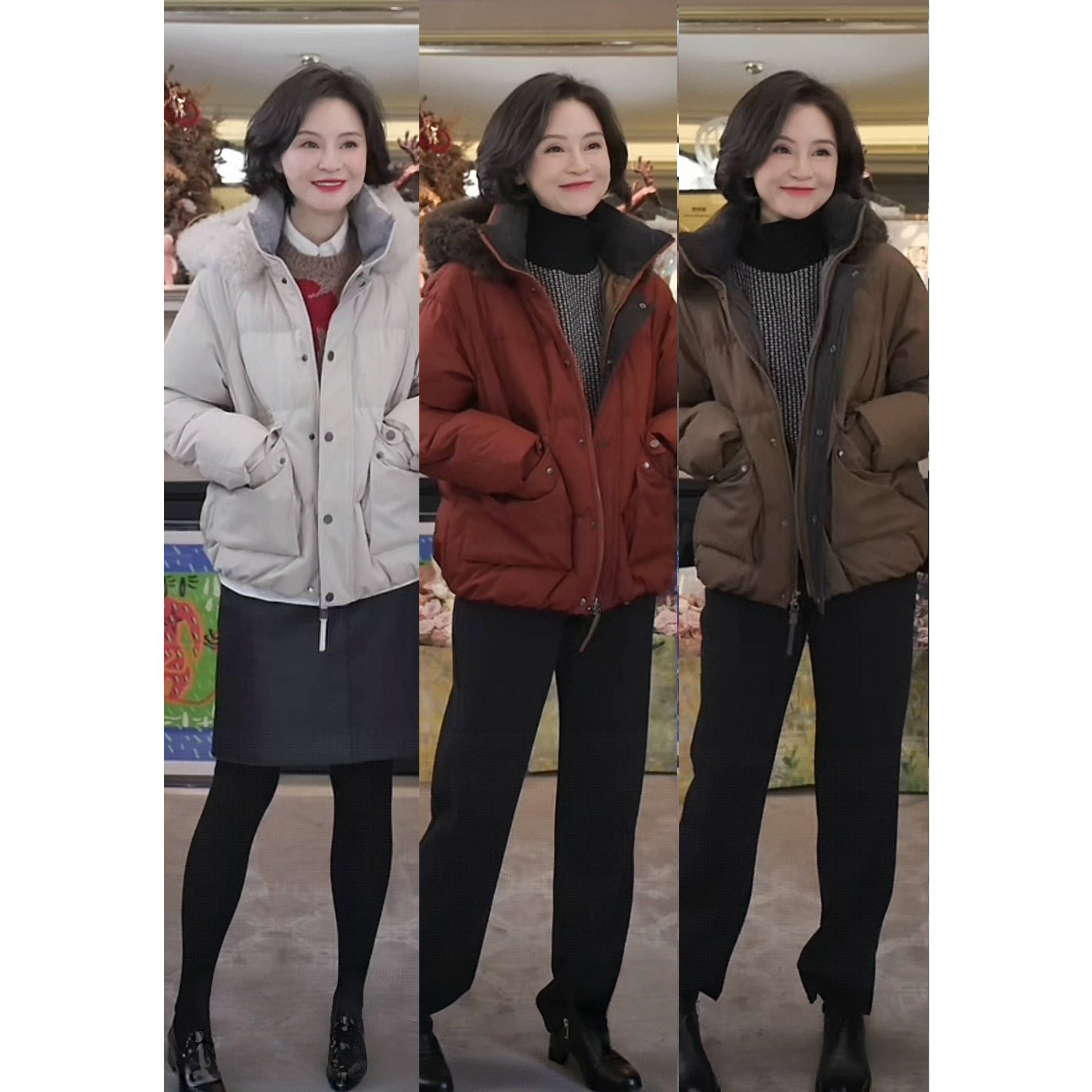 我是摩羯 新BC短款 90鹅绒泡芙防风可拆卸山羊绒帽子冬羽绒服