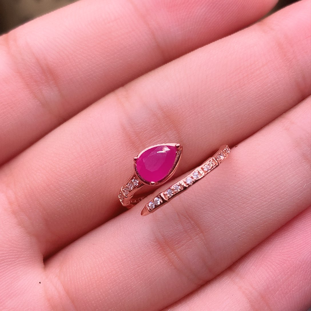 红宝石戒指银S925镶嵌