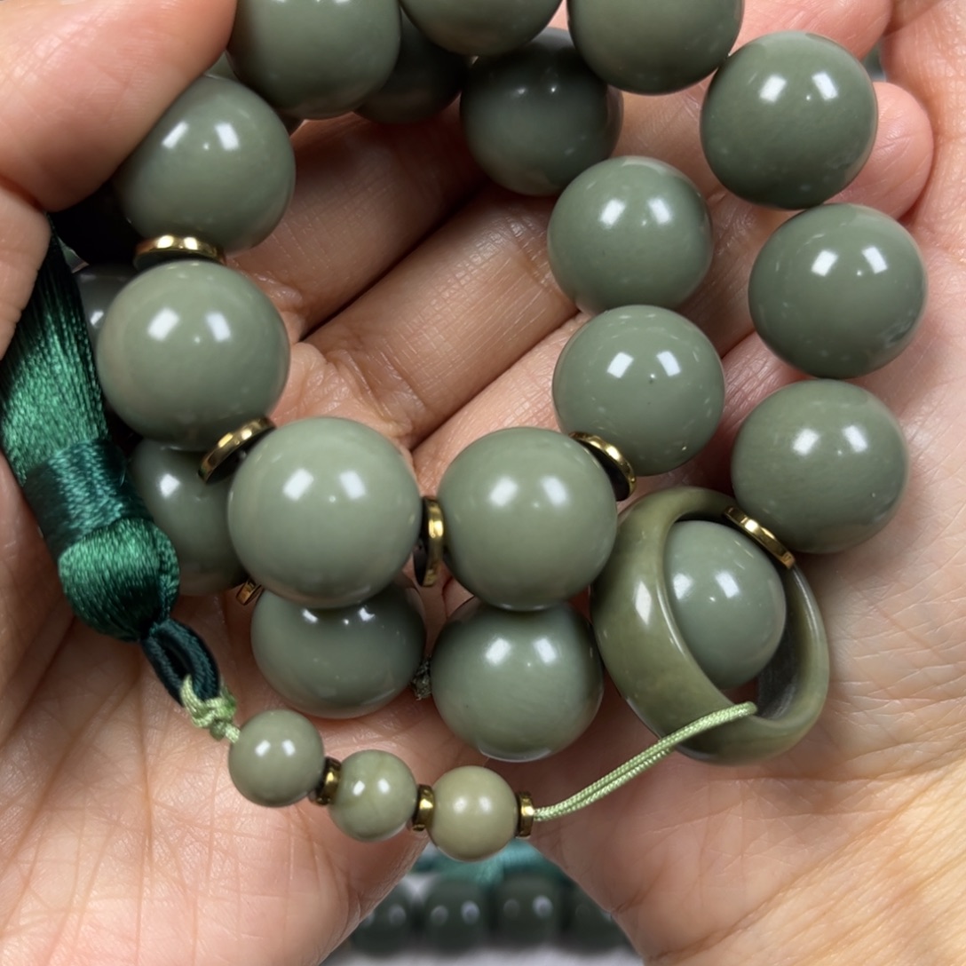 和田玉手串未镶嵌卡16圆珠21颗珠子手持