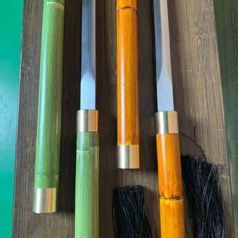 竹中剑龙泉市刀剑一体锻打棍剑四面高锰钢竹里剑金属鞘黄铜未开刃