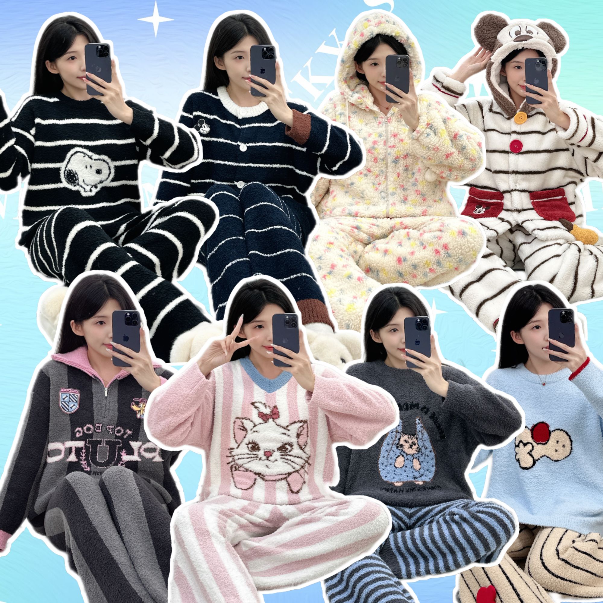 【7号链接】2025新款韩系睡衣女卡通爆款宽松家居服秋冬季保暖套装