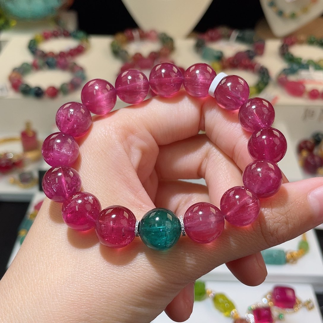 碧玺手链18K金镶嵌碧玺手链