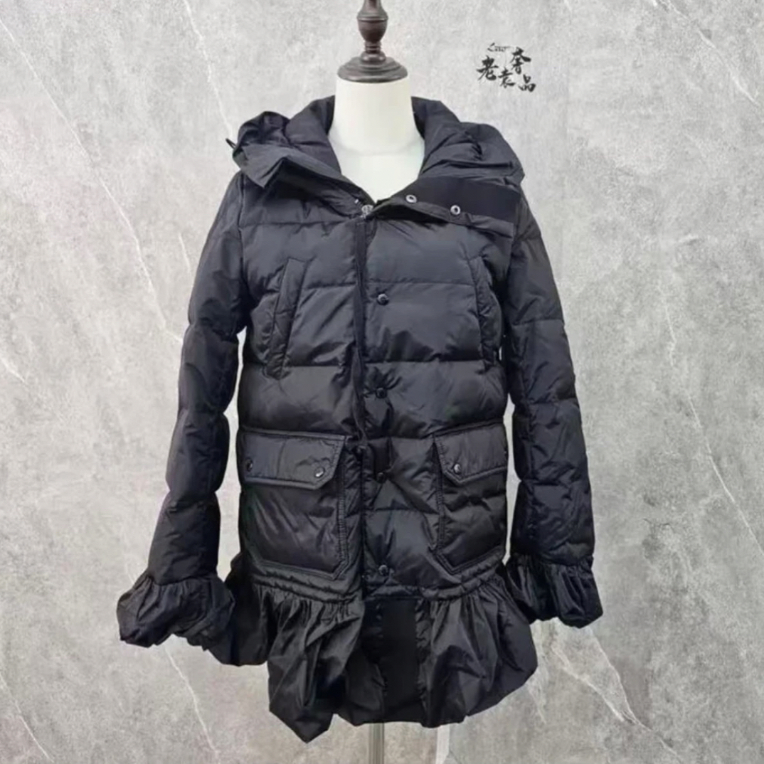 99新 MONCLER HZ二手奢侈品蒙口黑色裙摆羽绒服 H265