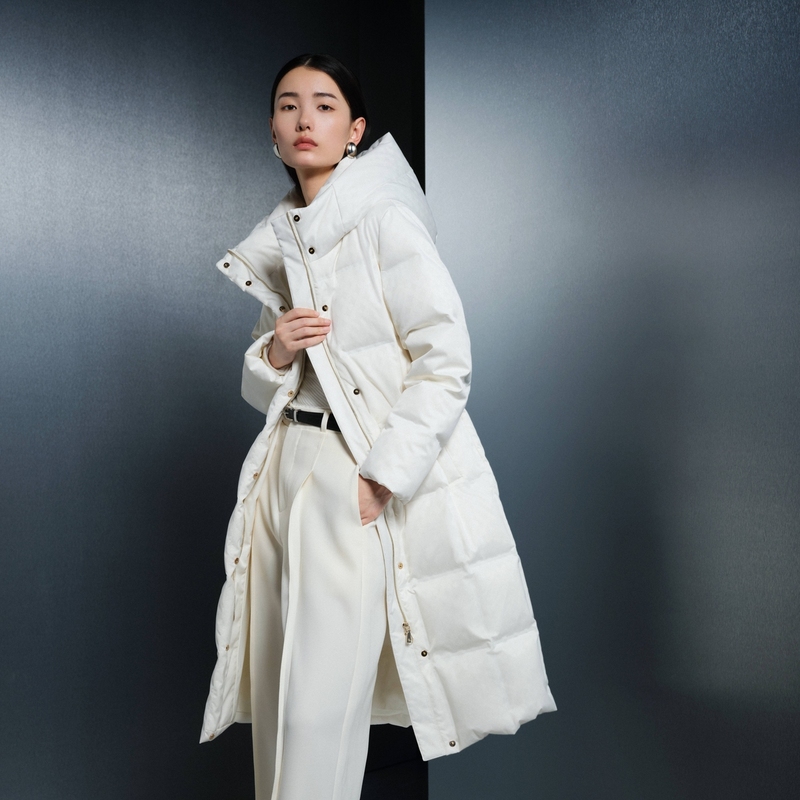 【90鹅绒】【波司登】2024冬季新款女长款外套经典时尚百搭商务羽绒服