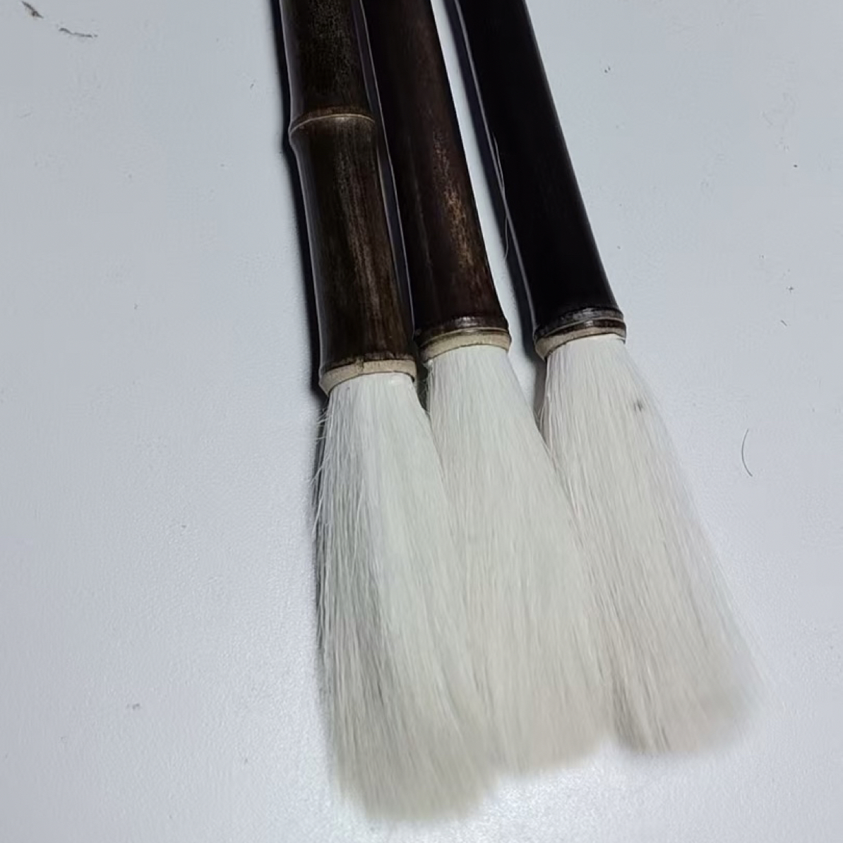 三支细光锋全纯不加健羊毫大楷，出峰7.0口径1.7