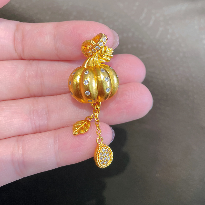 吊坠足银锆石 大牌同款南瓜流苏镶嵌硕果累累万事不南春秋吊坠