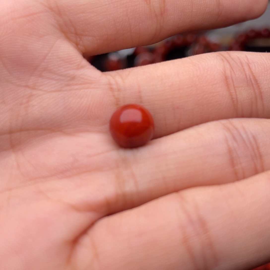 @***༉南红玛瑙未镶嵌手串H8.8mm满肉火焰纹单珠
