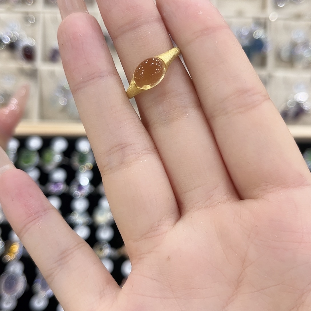 加***辣戒指银S925镶嵌黄晶