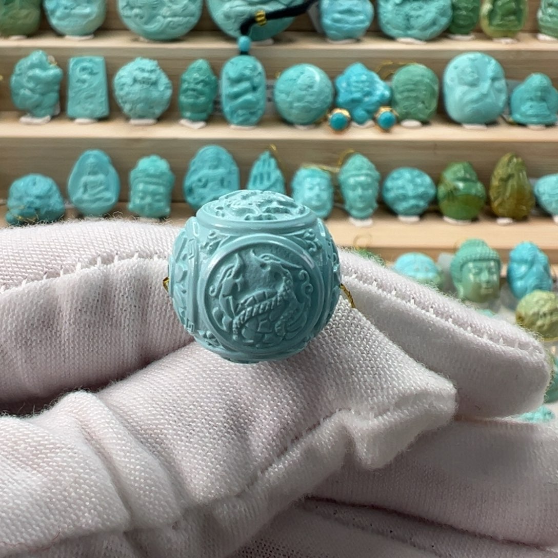 未镶嵌绿松石四方神兽 16.4mm