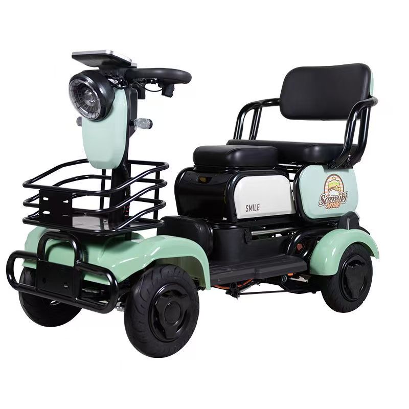 电动女士代步老人接送小孩亲子四轮电动车-（随车送雨棚）