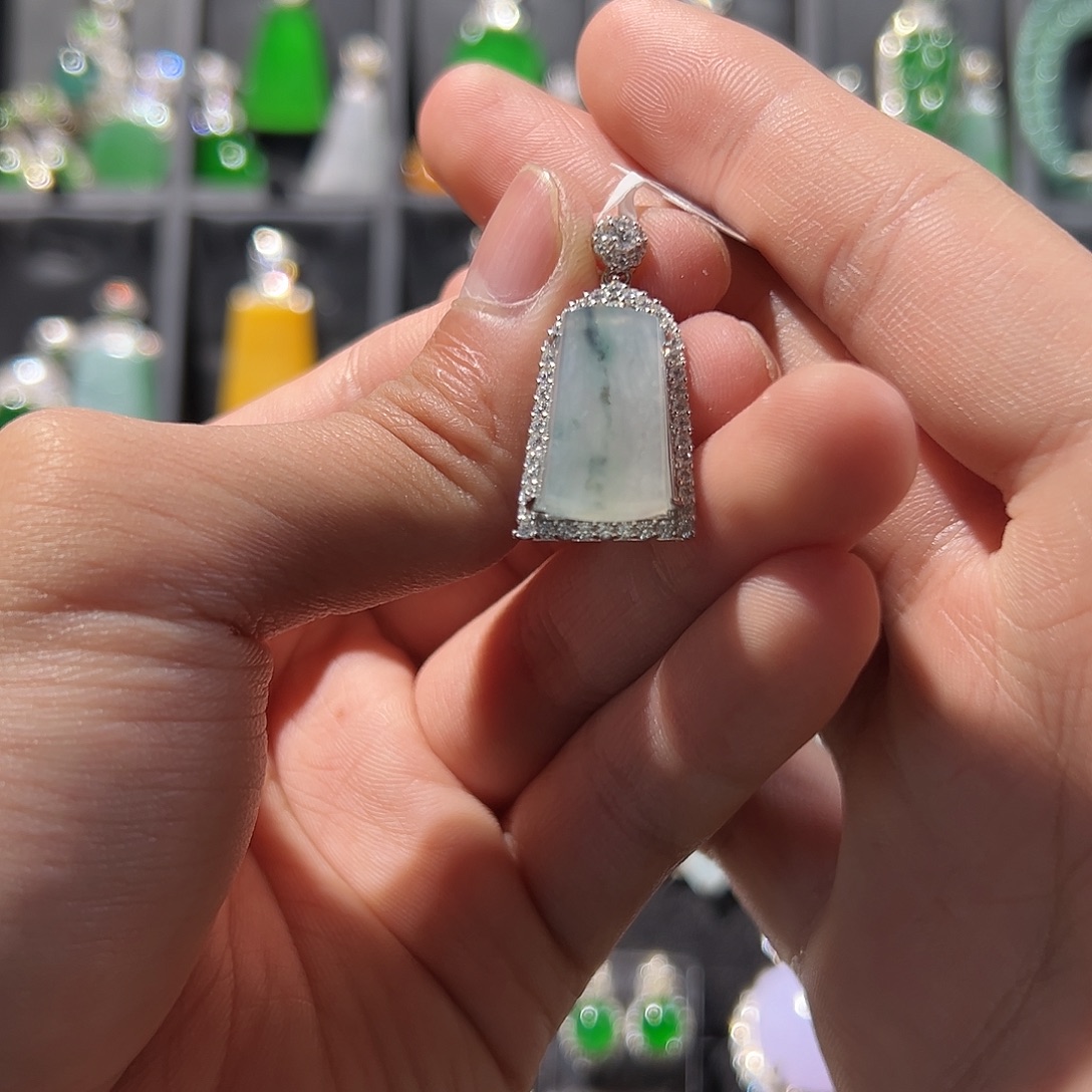 翡翠银S925镶嵌吊坠(不含链)