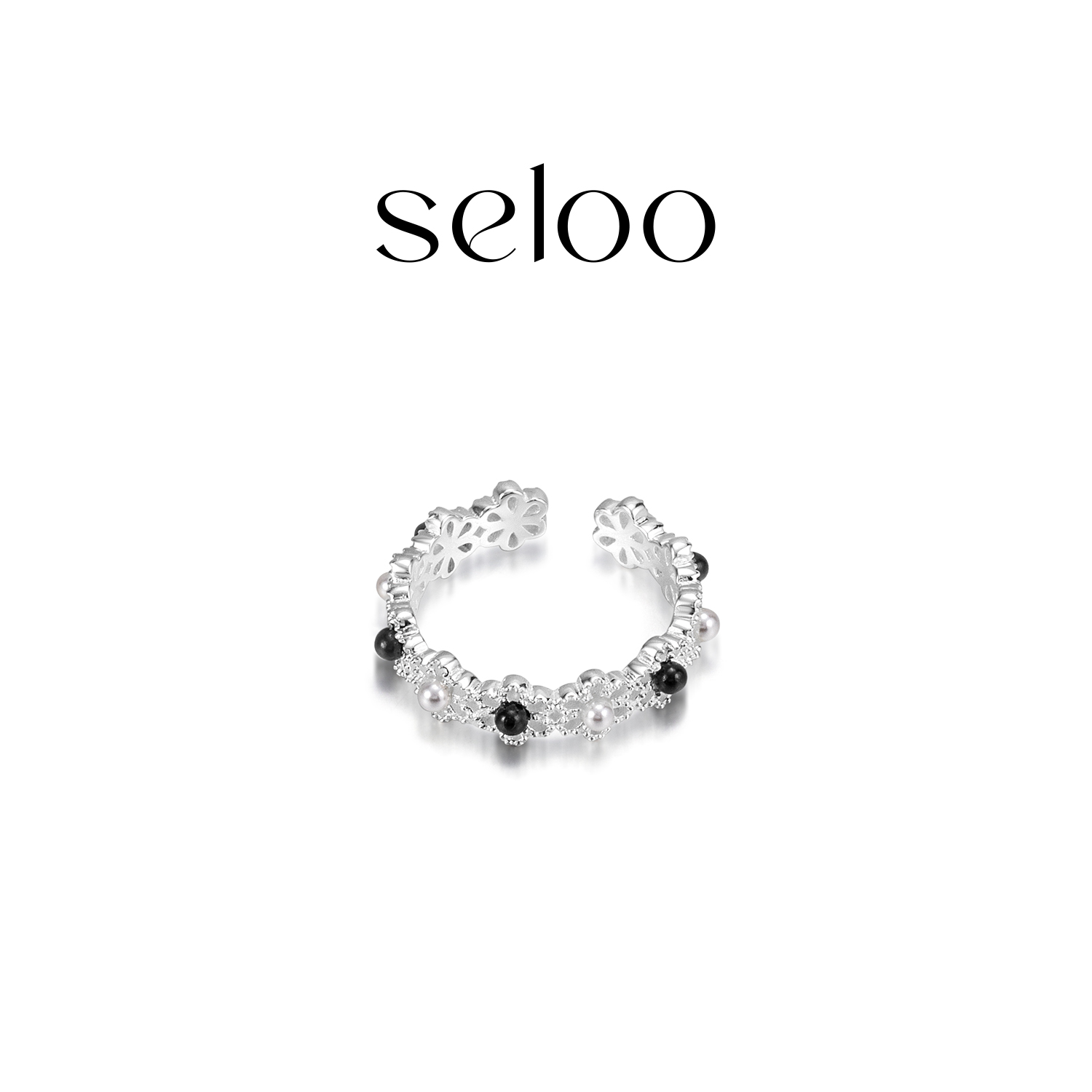 合金戒指 【秘密花园间珠开口戒】SE510J356气质轻奢小众戒指HH