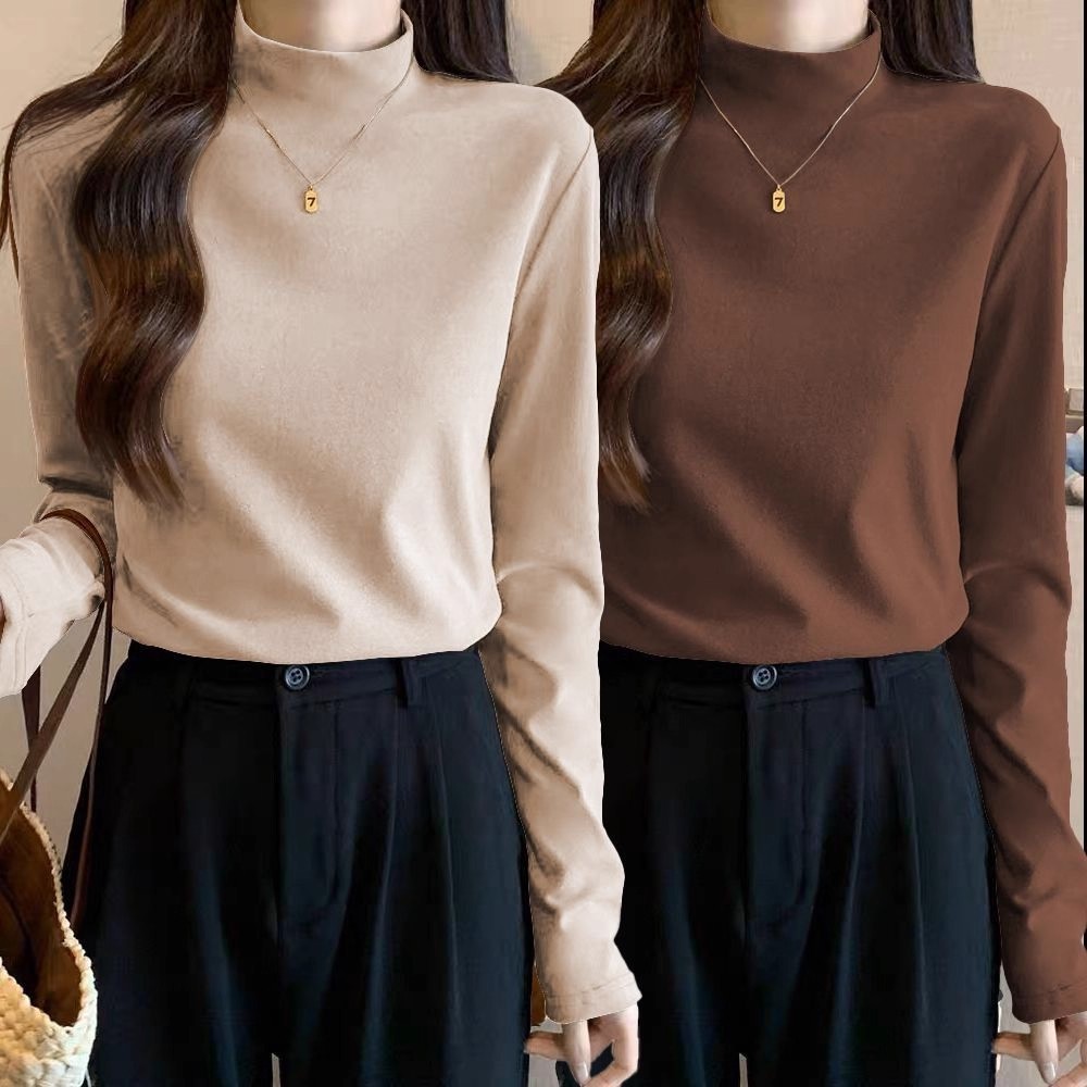 802加厚半高领德绒打底衫女秋冬新款大码保暖T恤内搭内搭女打底衫