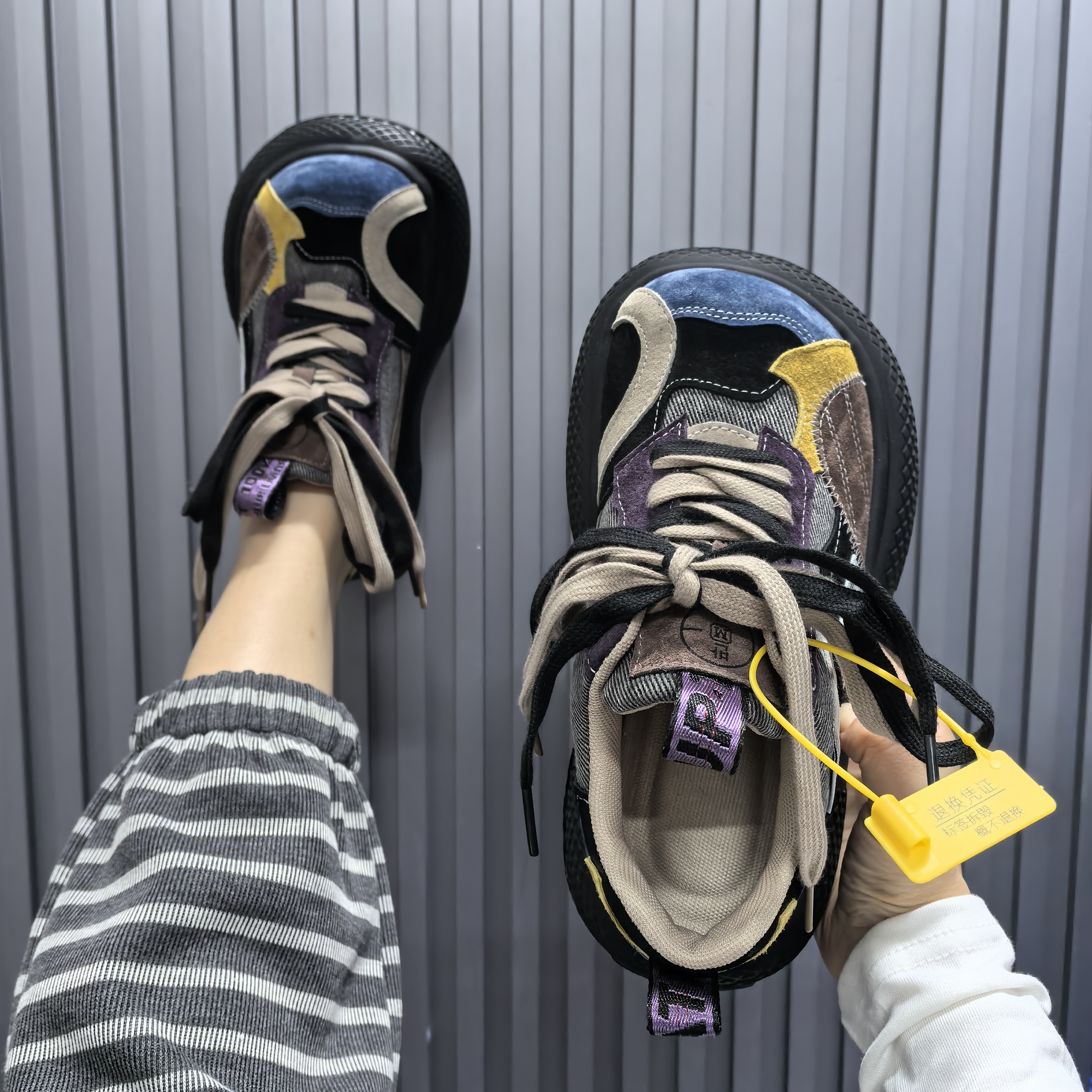 欧货磨砂真皮大头丑萌面包鞋系带厚底松糕加绒勃肯鞋女鞋棉鞋冬