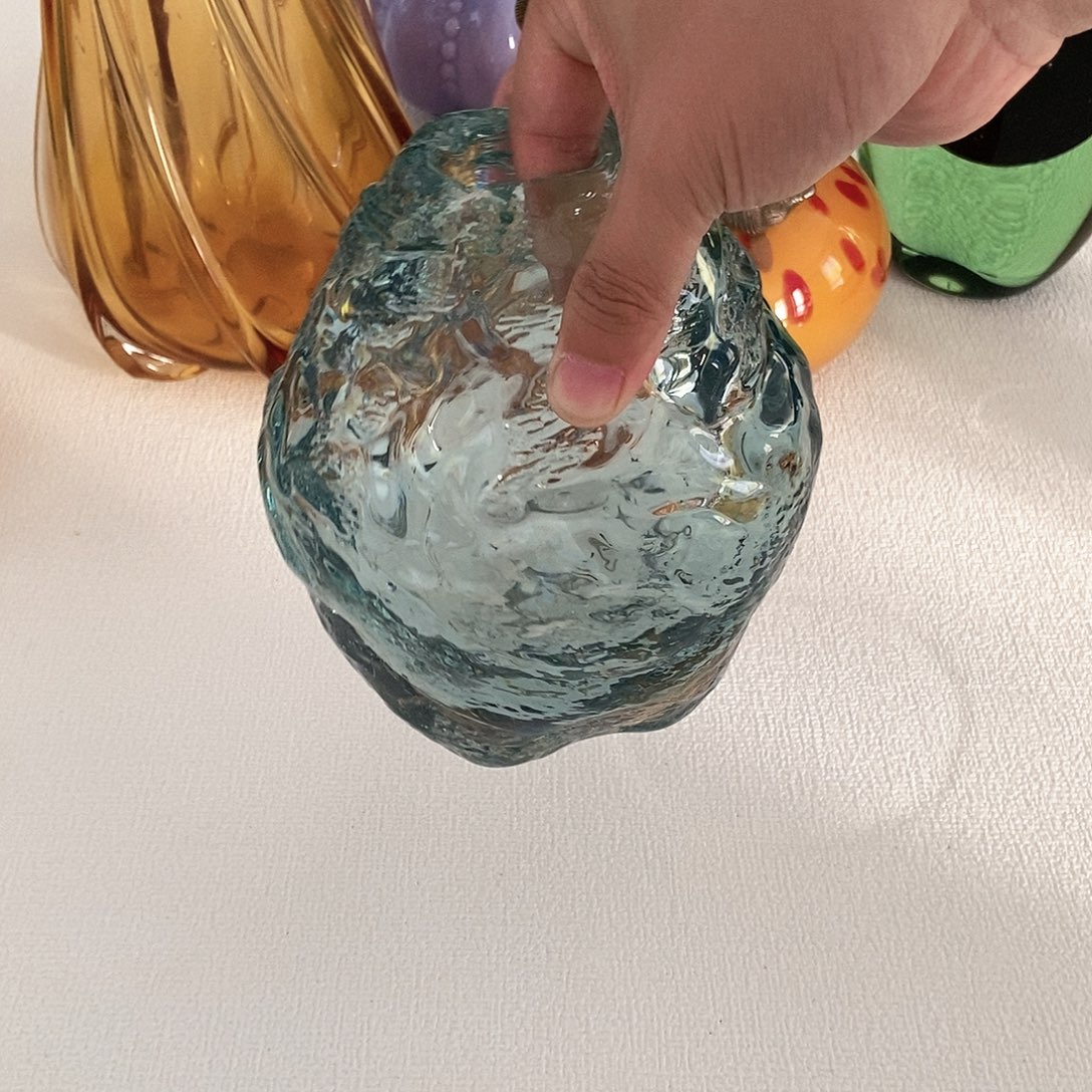 蓝色陨石摆件家居花瓶