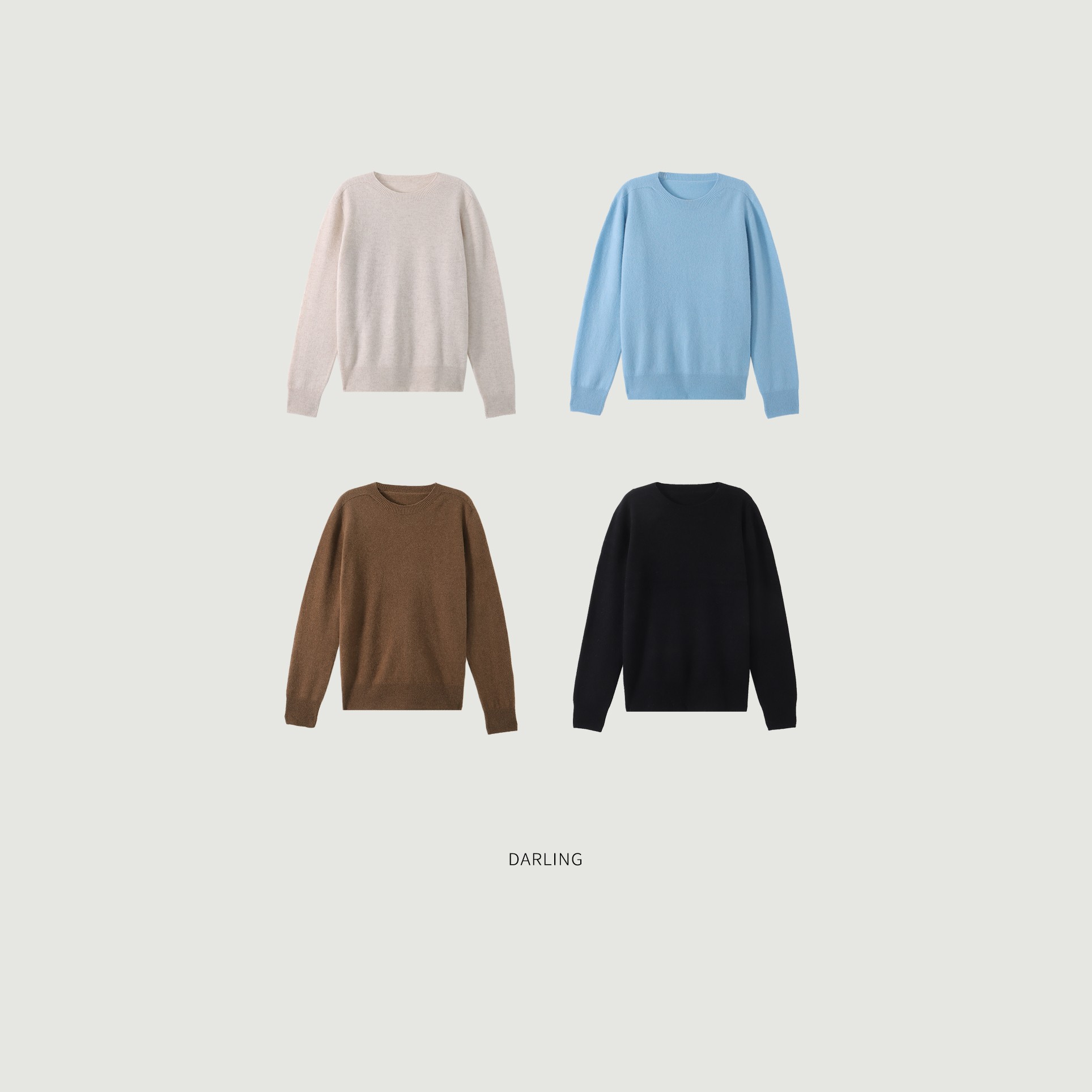 大琳Darling 重磅羊毛羊绒混纺 无缝一体圆领百搭显瘦毛衣针织衫