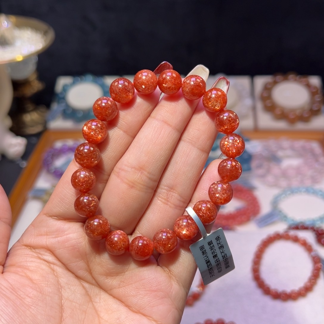 长石手串未镶嵌蛋**～金太阳9.6m m