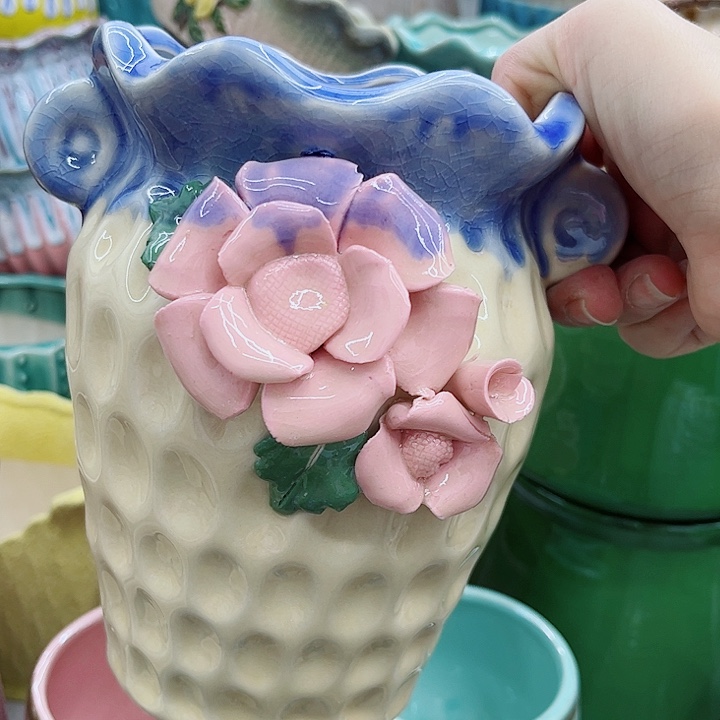 多肉绿植陶瓷花盆9.9包邮，有孔