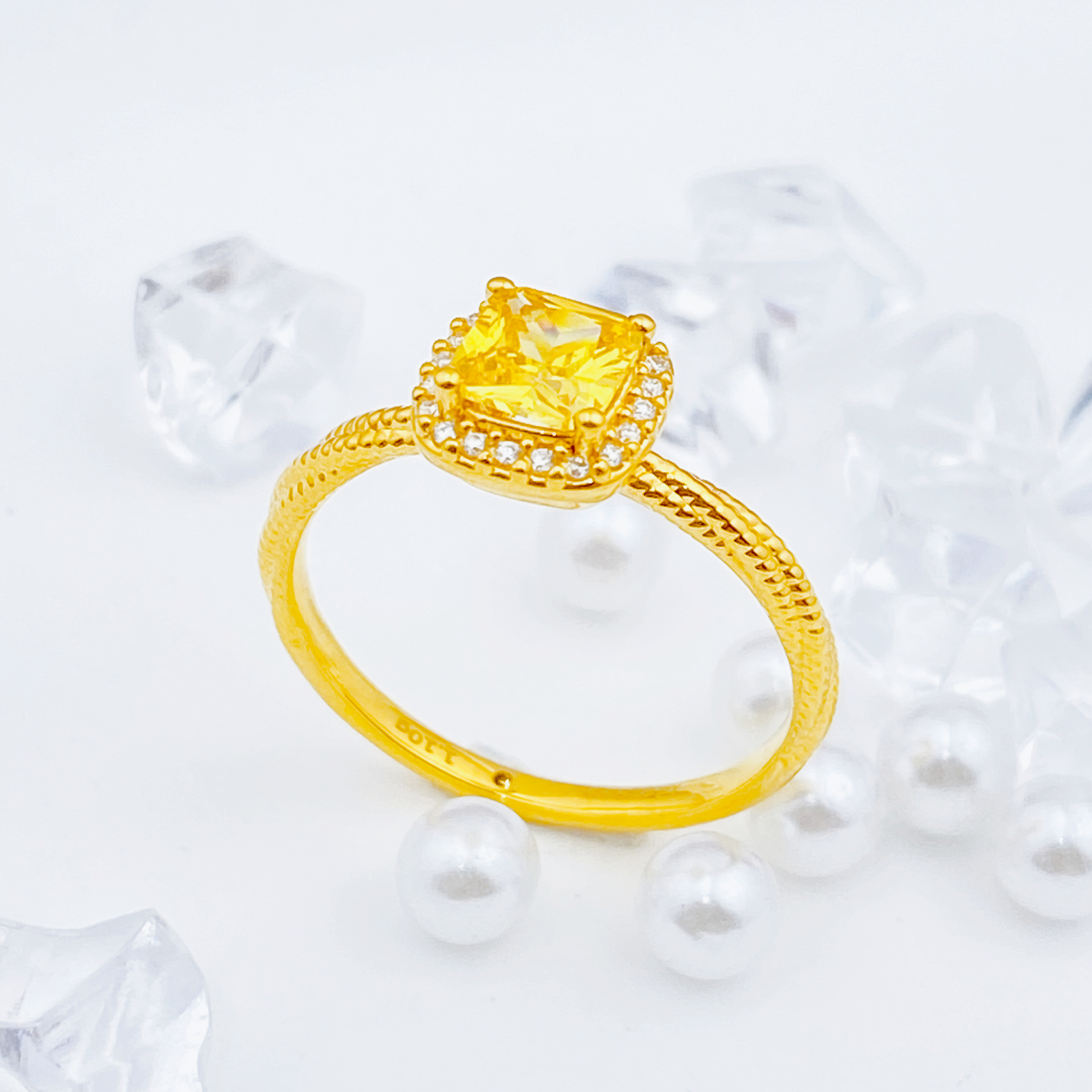 足金999 莫桑方糖戒指 1.08 20圈口