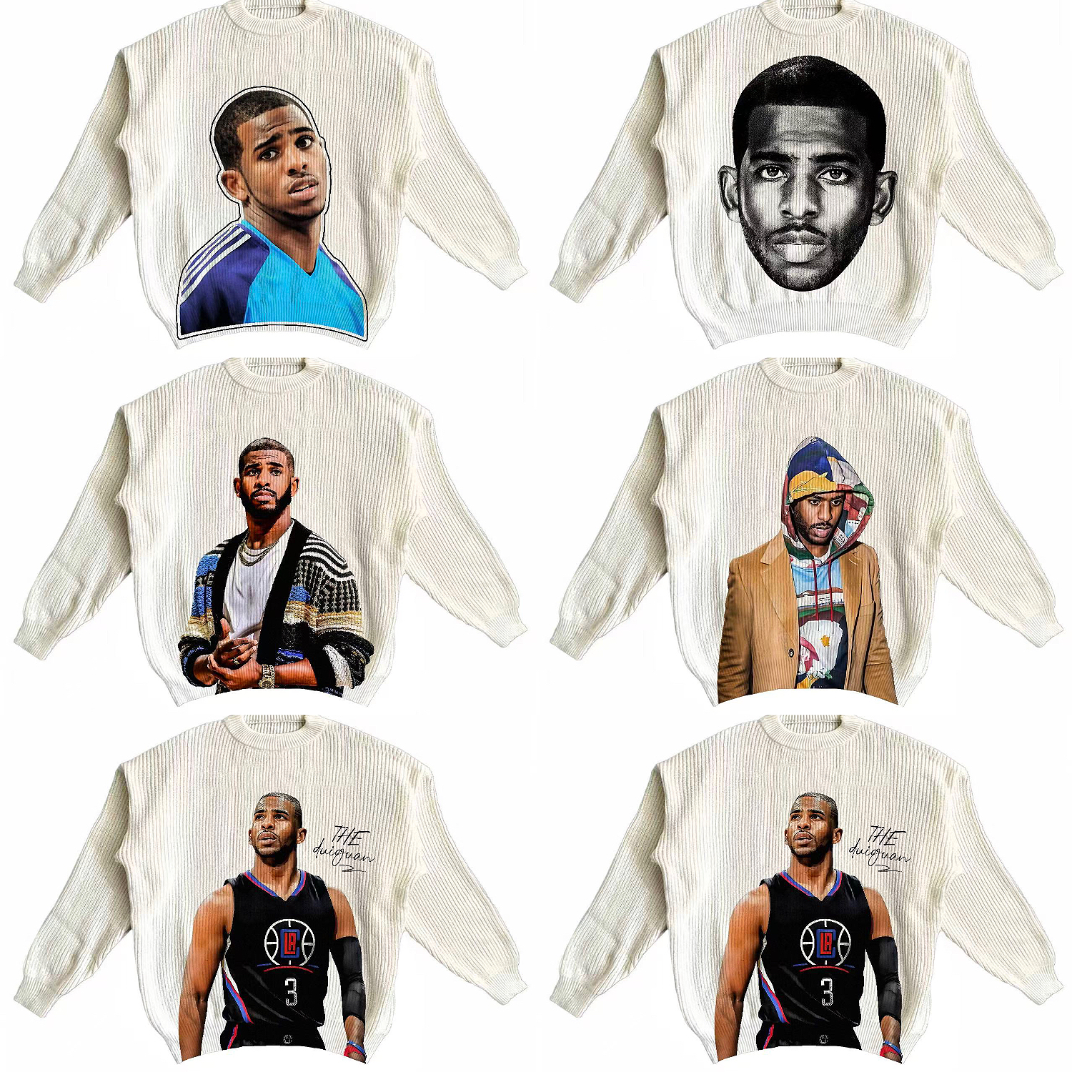 DG-保罗系列球星毛衣针织衫长袖圆领套头直喷印花宽松保暖慵懒风