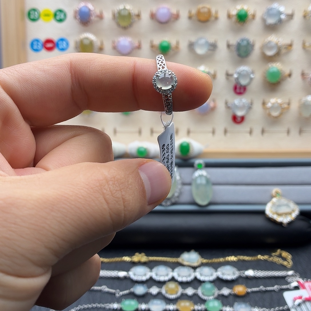 翡翠银S925镶嵌戒指