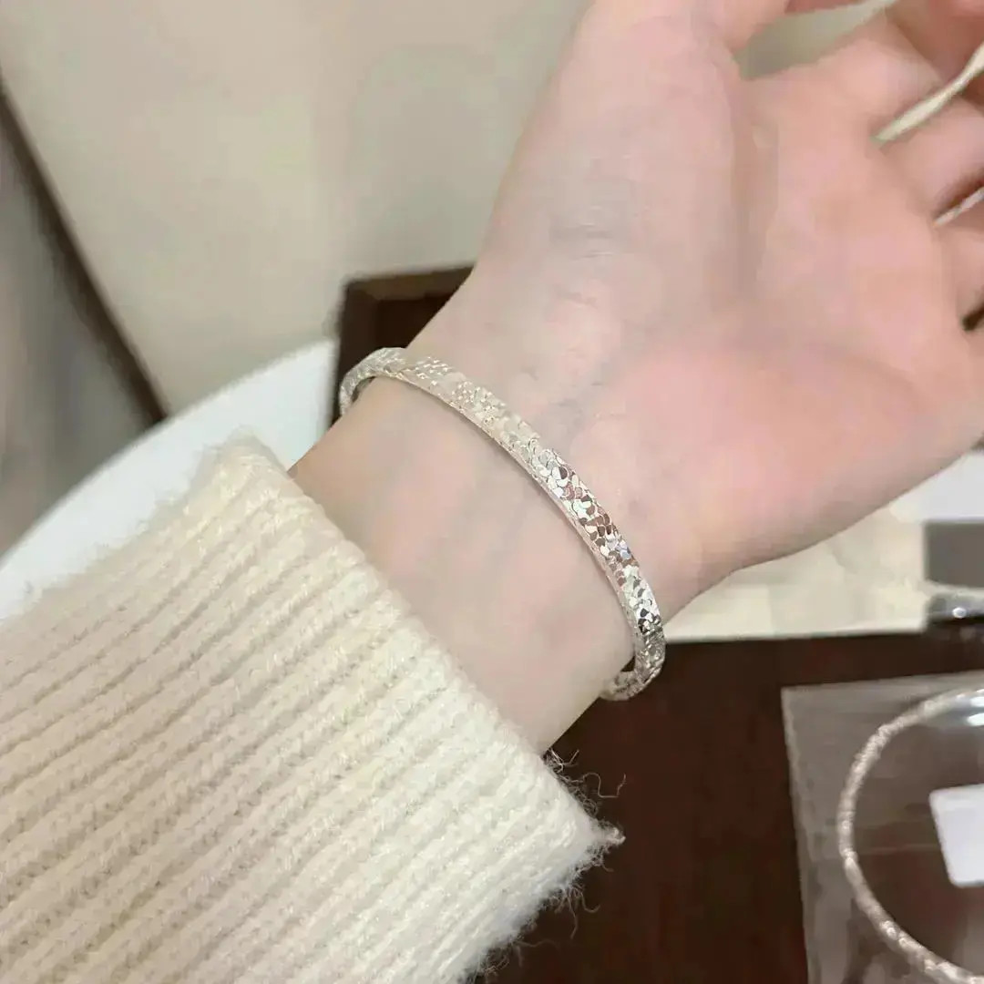  碎冰冰实心百年传承闭口镯实心简约满天星情人节送女友