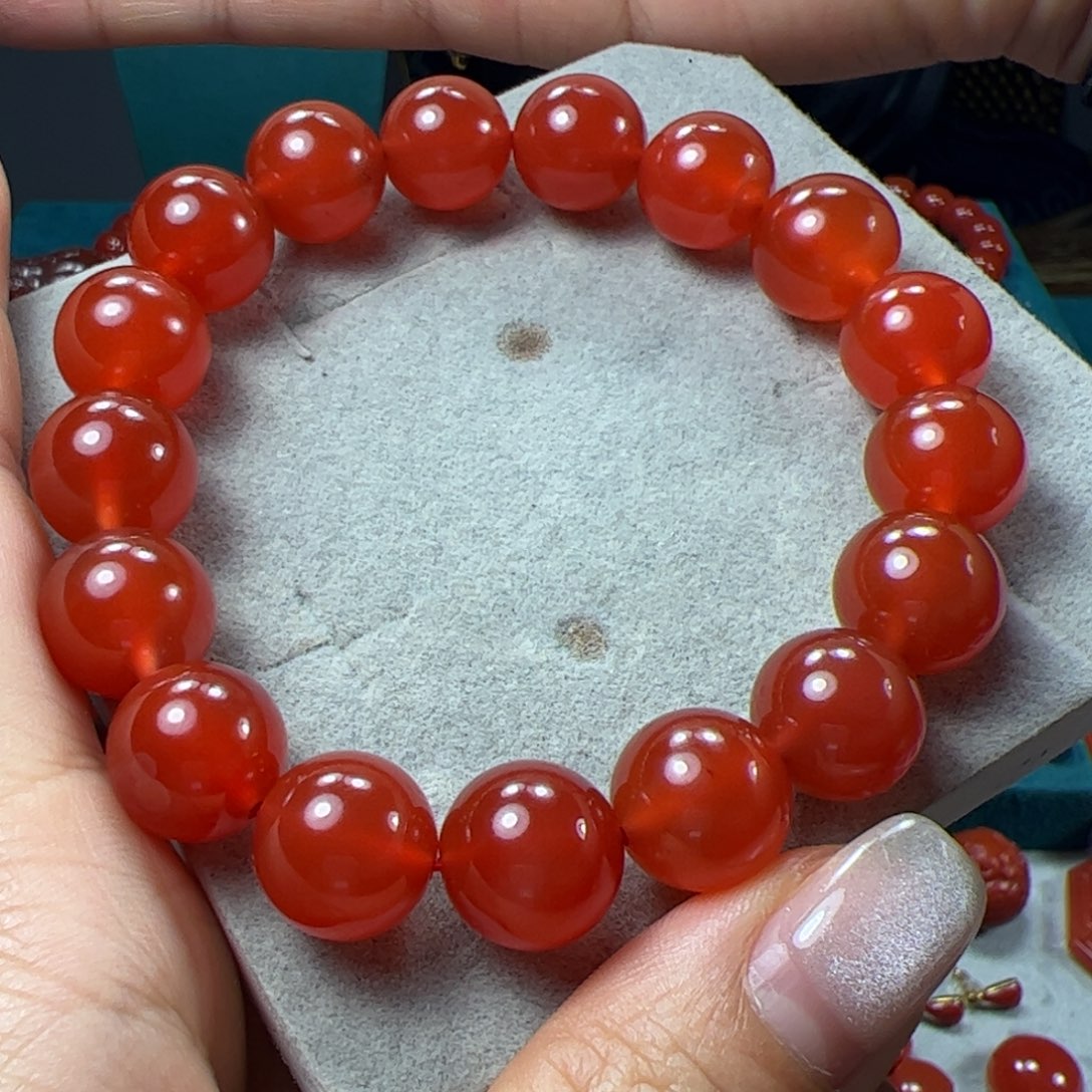 南红玛瑙12+冰红手串未镶嵌