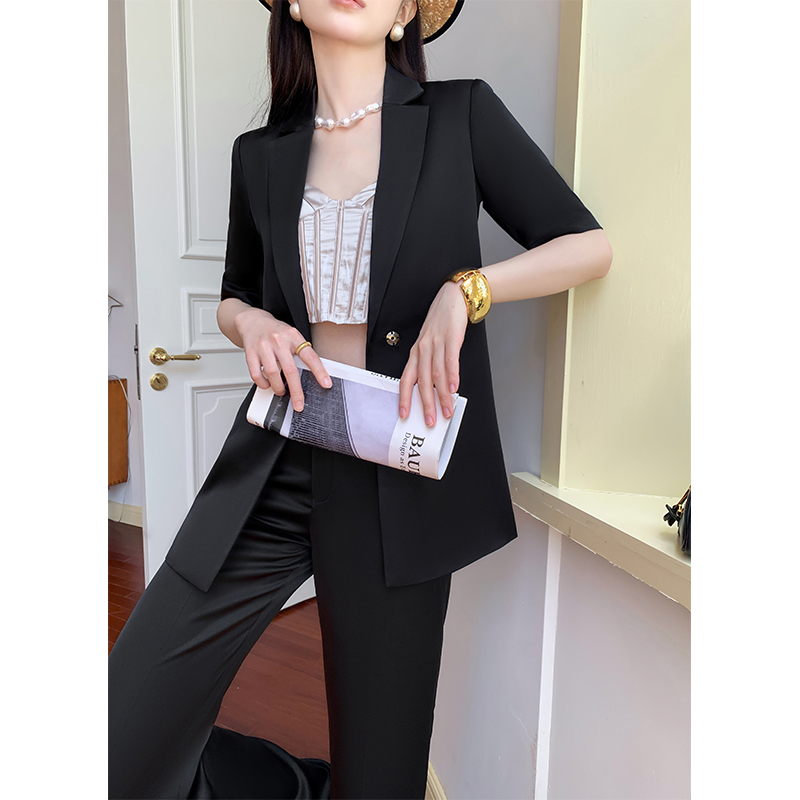 西装套装夏季新款时尚气质西服外套透气薄款修身显瘦职业装女士
