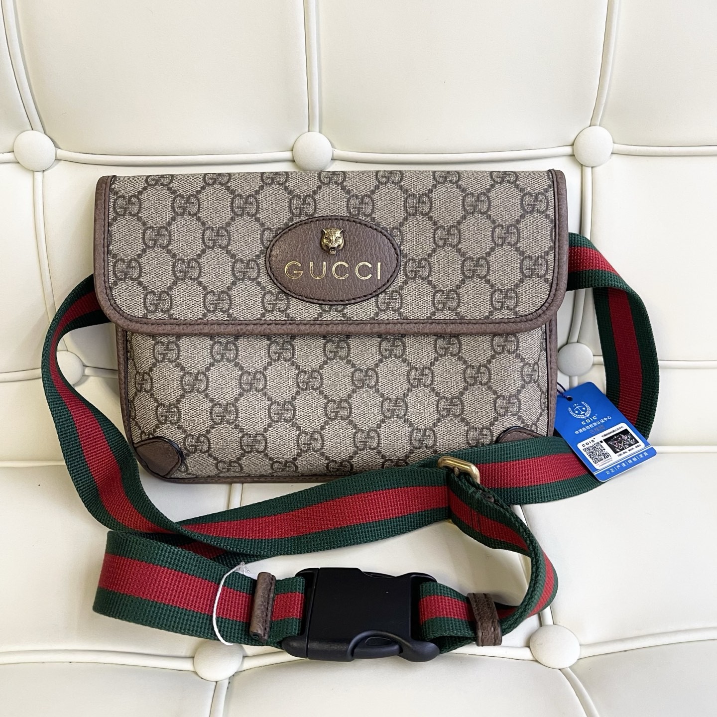 95新 GUCCI/古驰 119372 古驰虎头腰包斜挎包