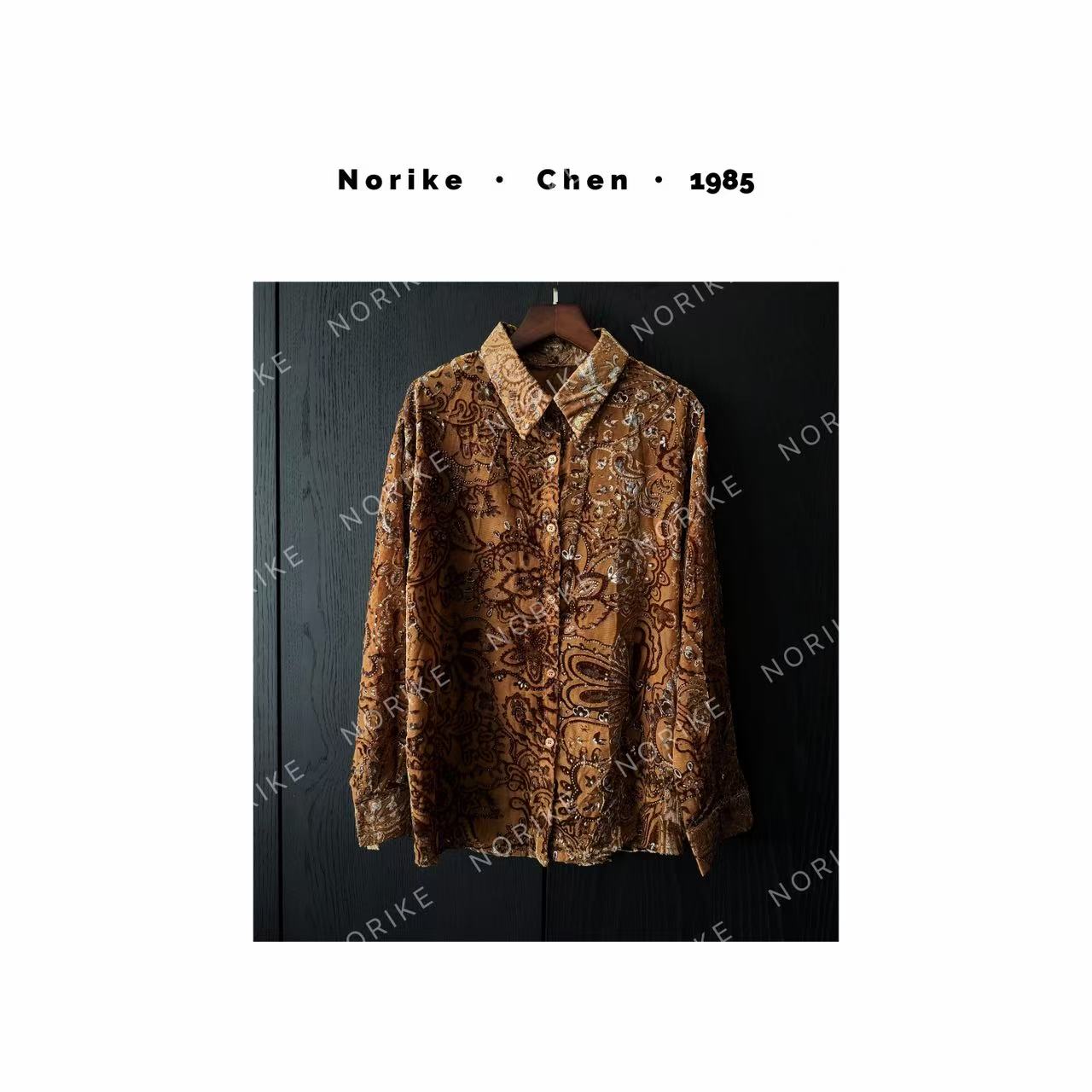 Norike/Norike丝绒透肤衬衫复古植绒花轻薄上衣NK512183