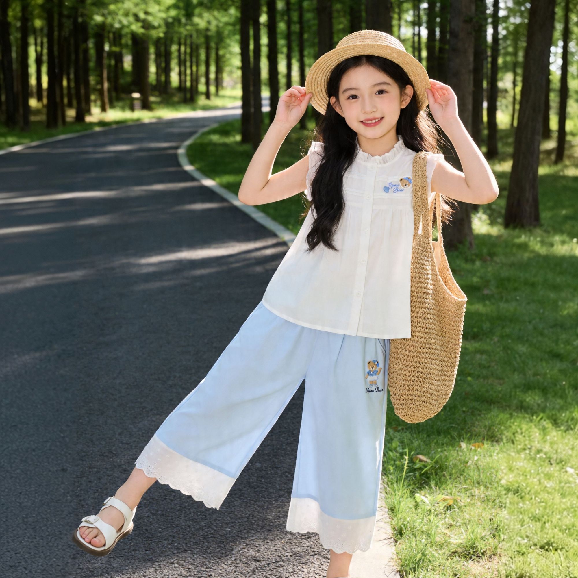 PawinPaw童装26年夏季款女童A字型小飞袖衬衫宽松可爱PCBAG6521E