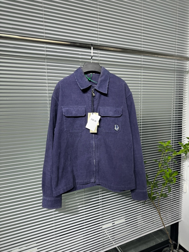 99新 DIOR/迪奥  灯芯绒logo 衬衫夹克外套 紫灰色 50码 ko1670