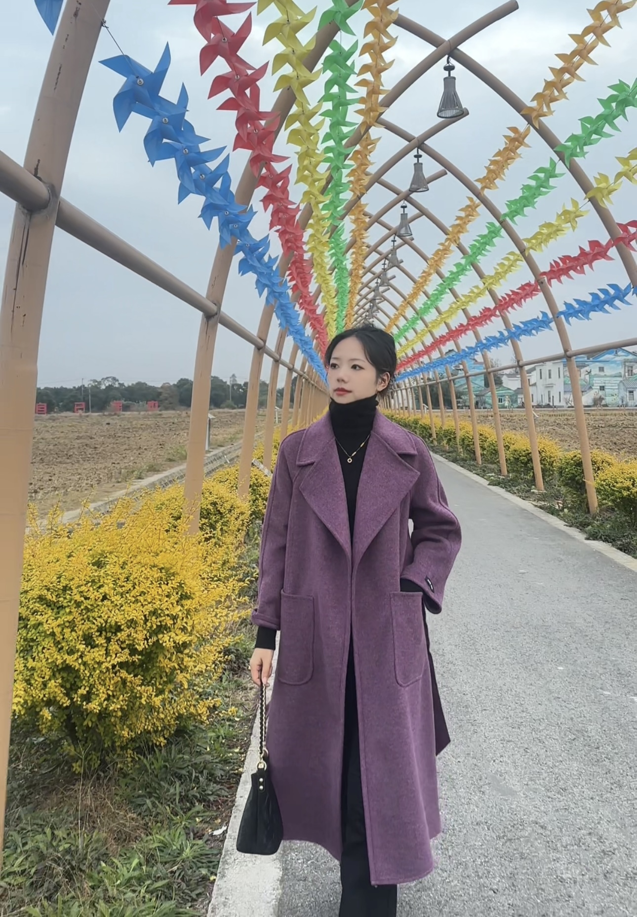 秋冬新款女高级双面呢长款显瘦时尚经典小个子加厚外套百搭大衣