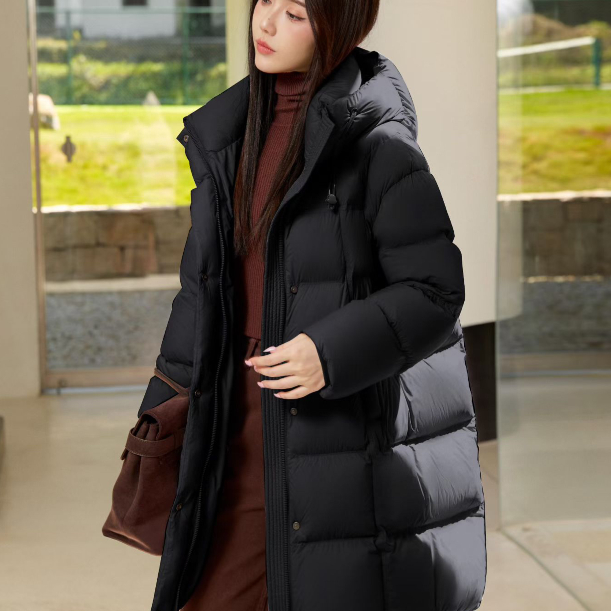 NX服饰高端品质宽松显瘦中长款羽绒服