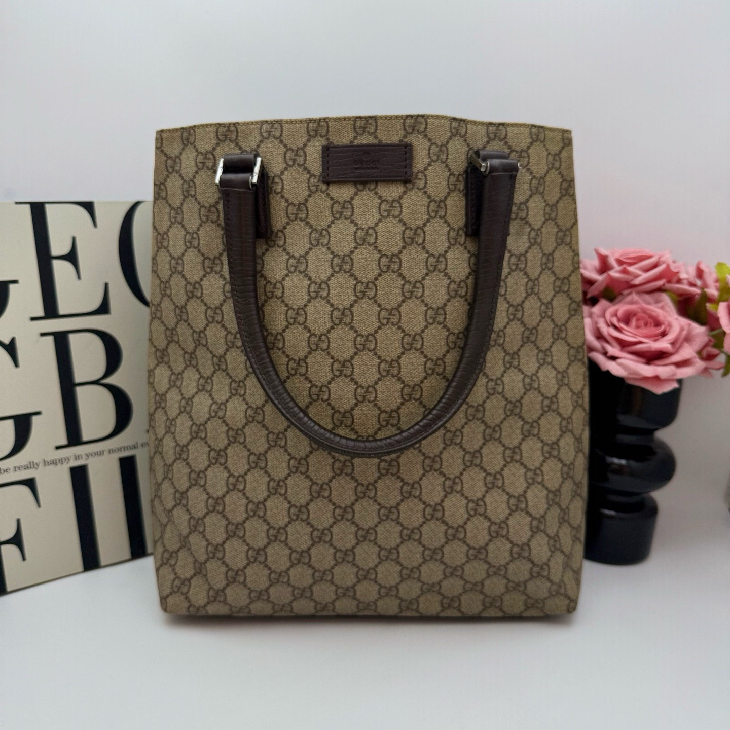 95新 GUCCI/古驰 古驰/Gucci xy 9142 pvc老花琴谱托特