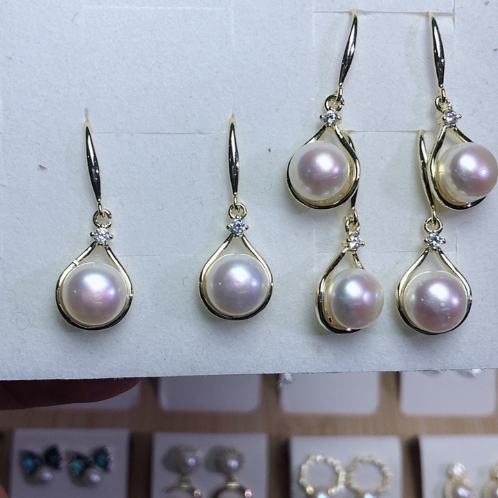 淡水珍珠耳饰银S925镶嵌