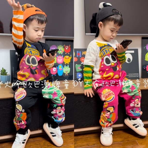 【现货】JAM三色大甜圈假两件T恤儿童长袖T恤纯棉水印